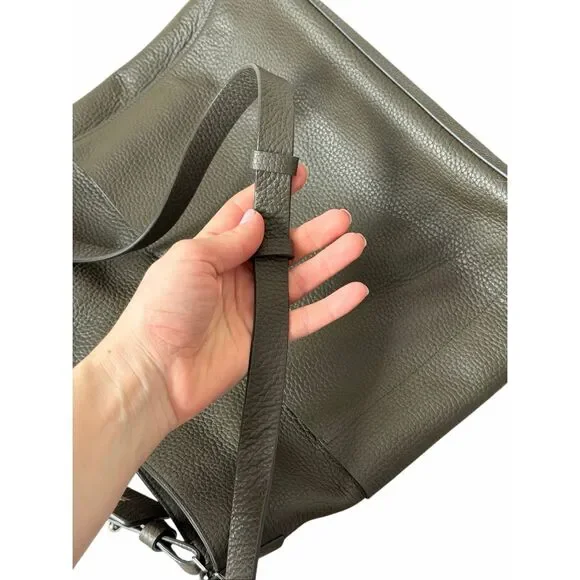 AllSaints Hobo Bag Mast Crossbody Purse Pebbled Leather Forest Green